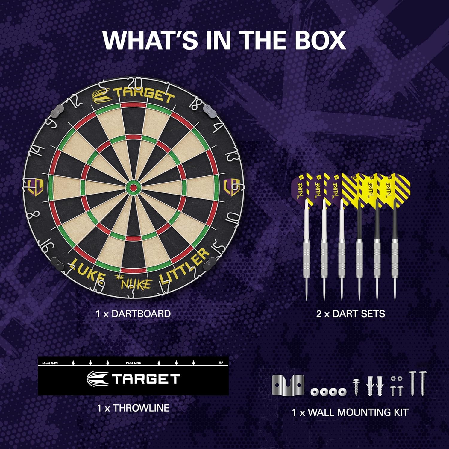 Pro Dart Board Set Steel Tip Darts Staple Free Competition Kit
