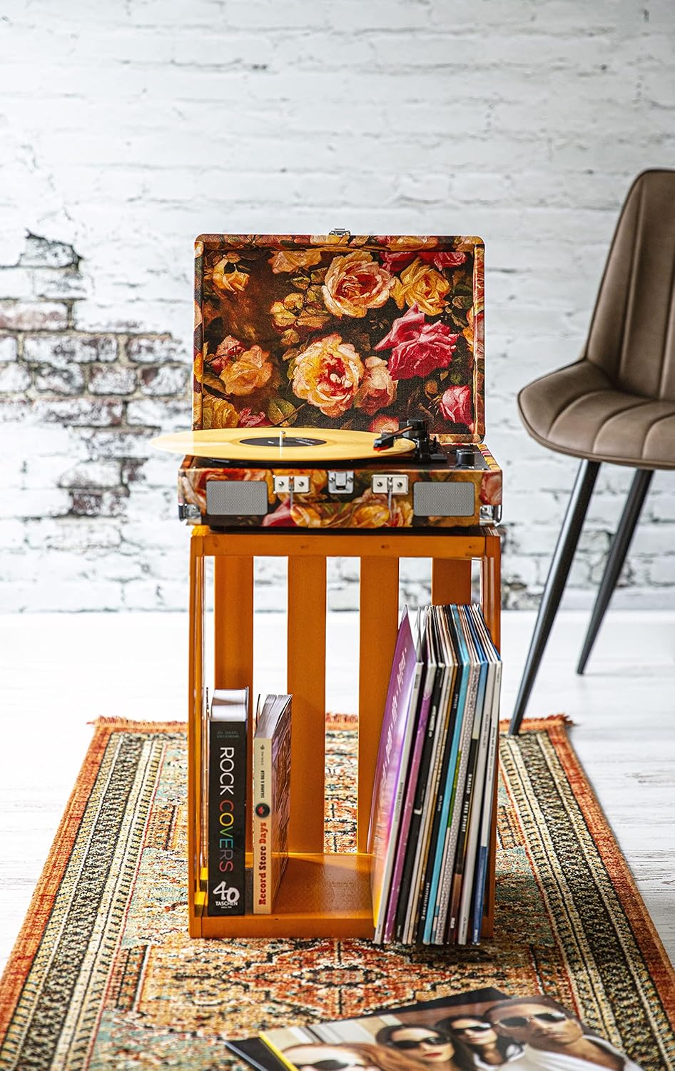 Portable 3-Speed Bluetooth Vinyl Record Player with Stereo Speakers & AUX