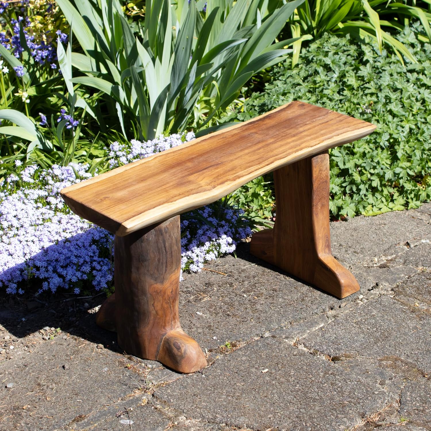 Rustic Teak Root Garden Bench Handmade Wooden Seat 80cm