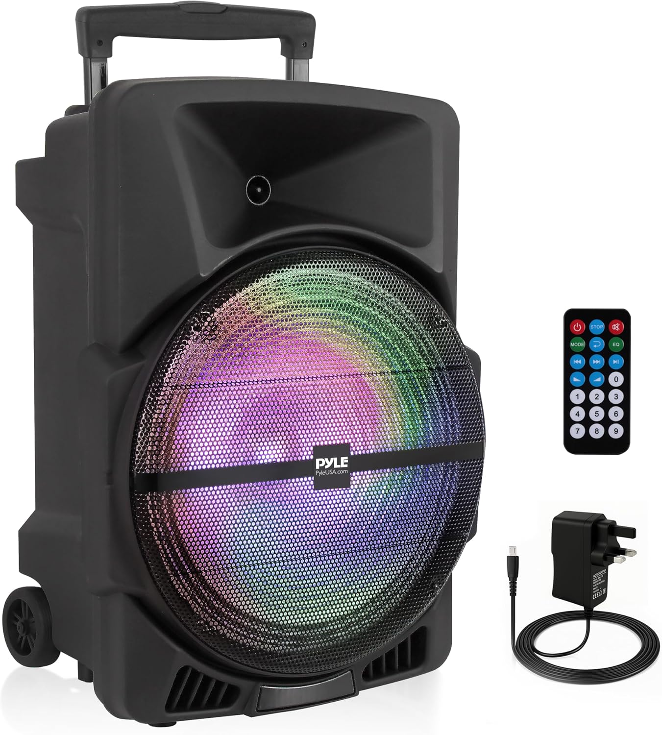 Portable PA Speaker 800W Bluetooth Karaoke LED Wheels Trolley
