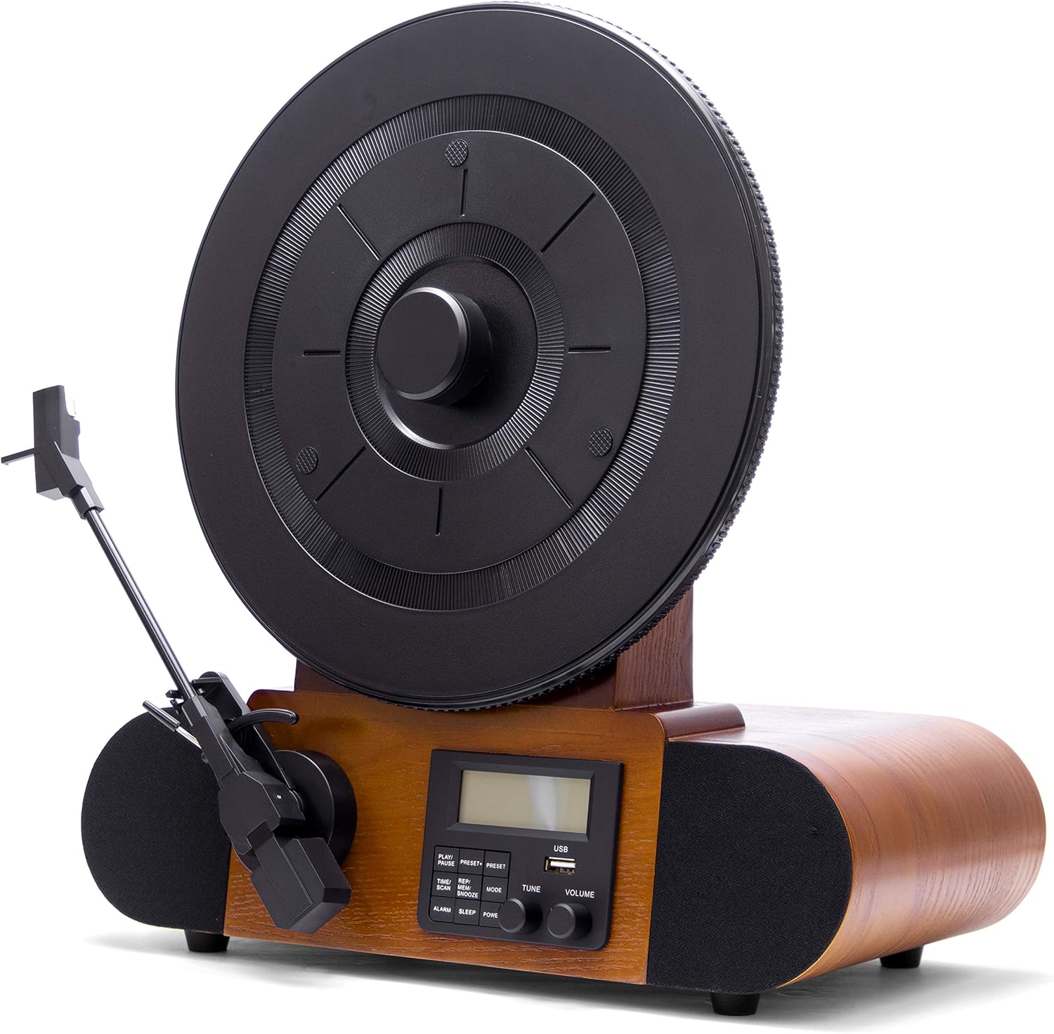 Vertical Record Player Bluetooth Speakers FM Radio Green