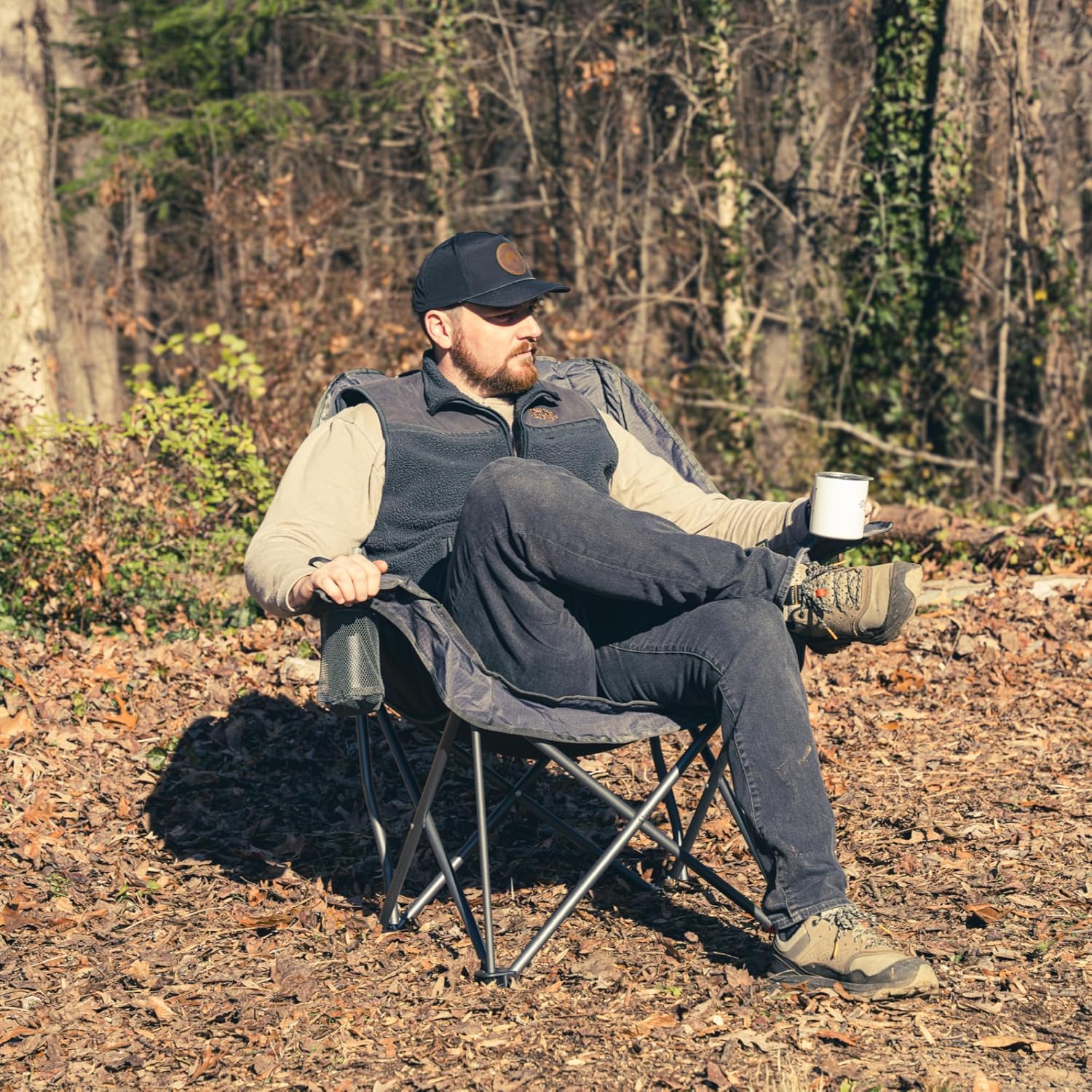 Oversized Padded Camping Chair 400lb Folding Lounge Chair