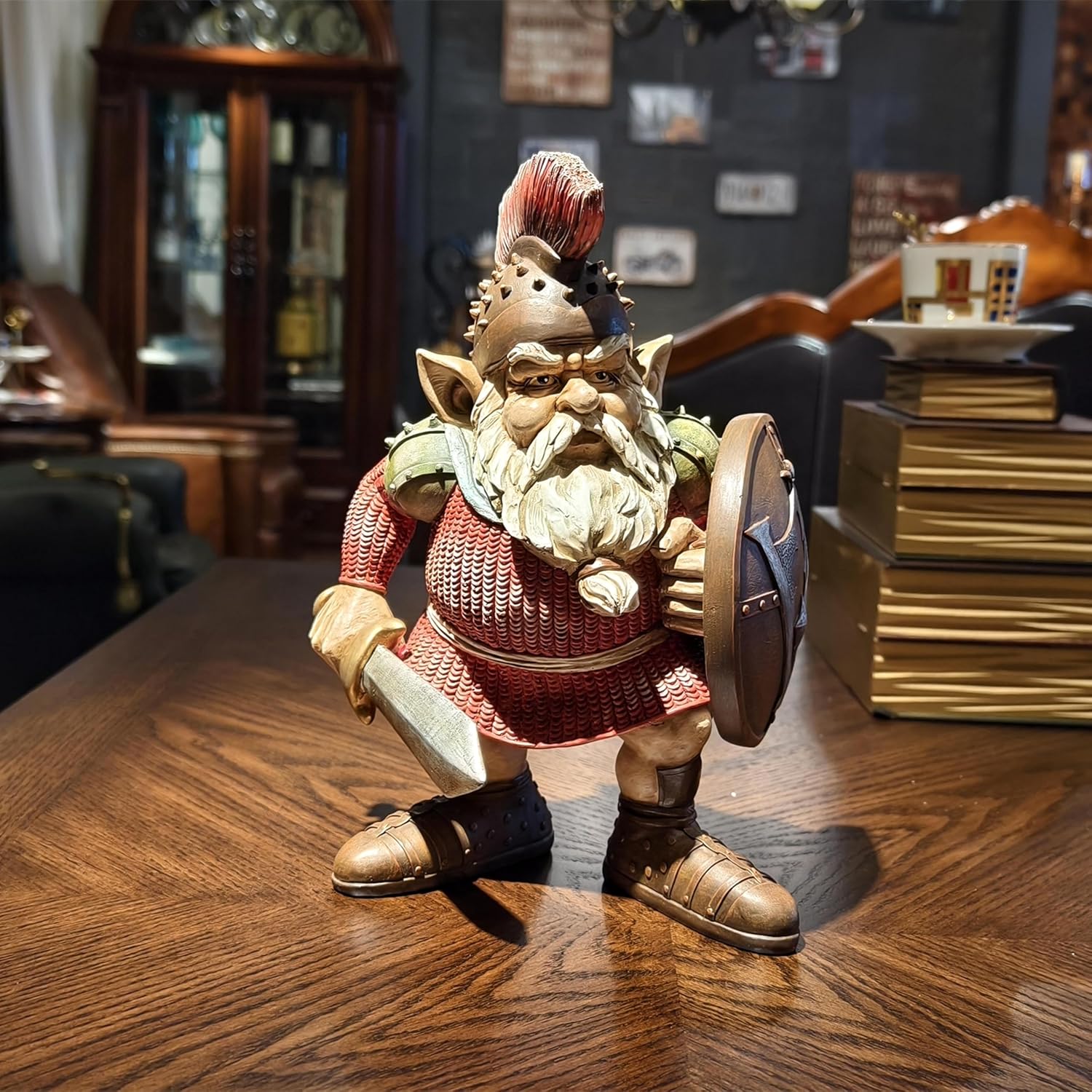 Viking Gnome Statue Warrior Beard Resin Garden Decor 11.8in