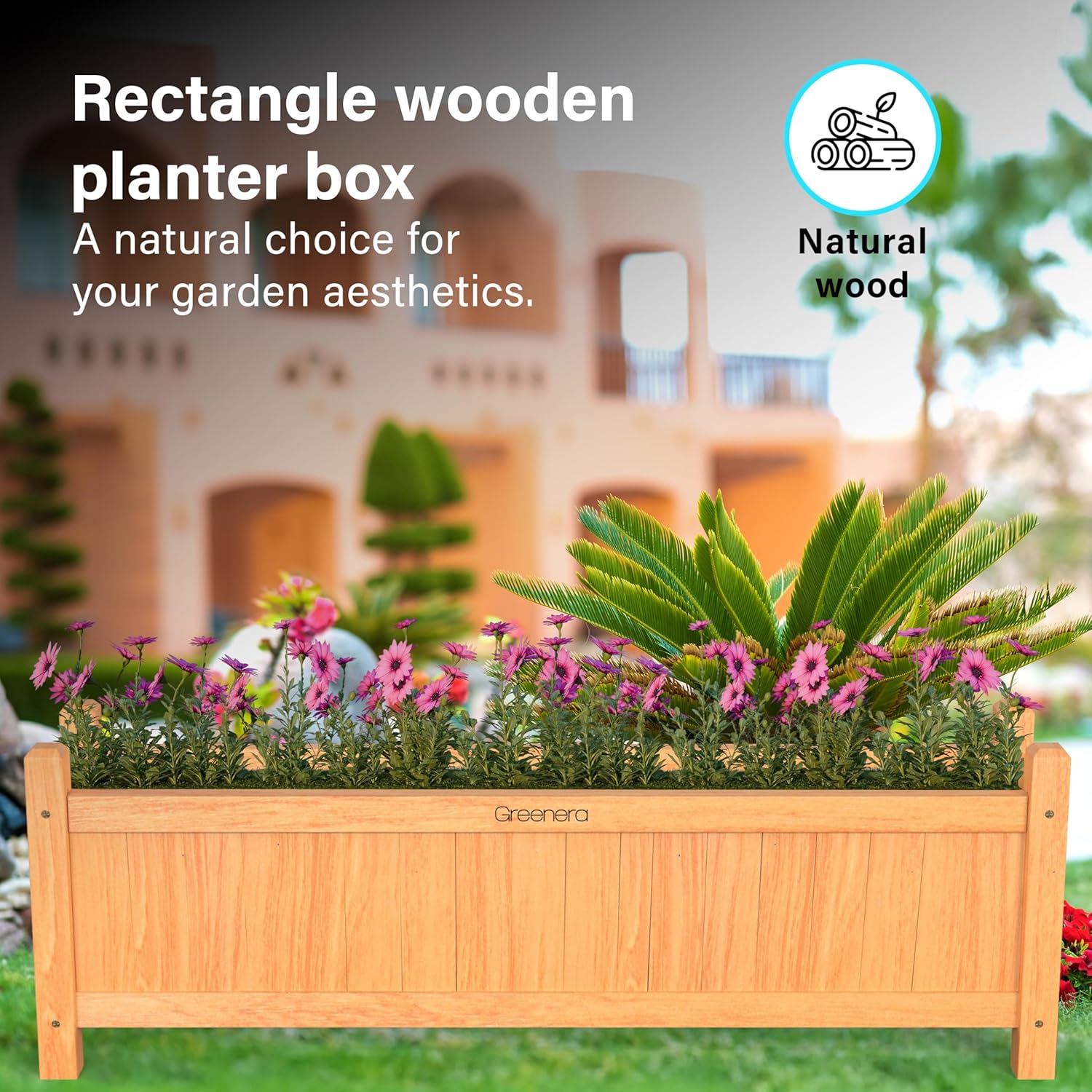 Set of 2 Extra Large Wooden Garden Planters 90cm Natural