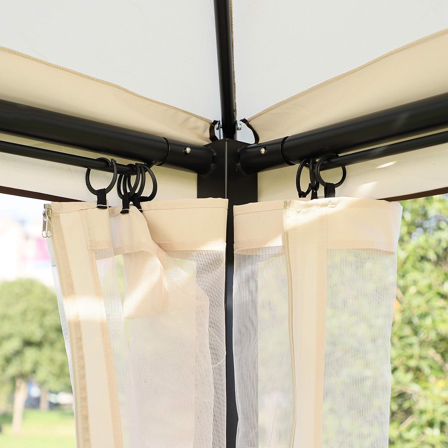 3 Seater Swing Bed Gazebo Chair Cream White