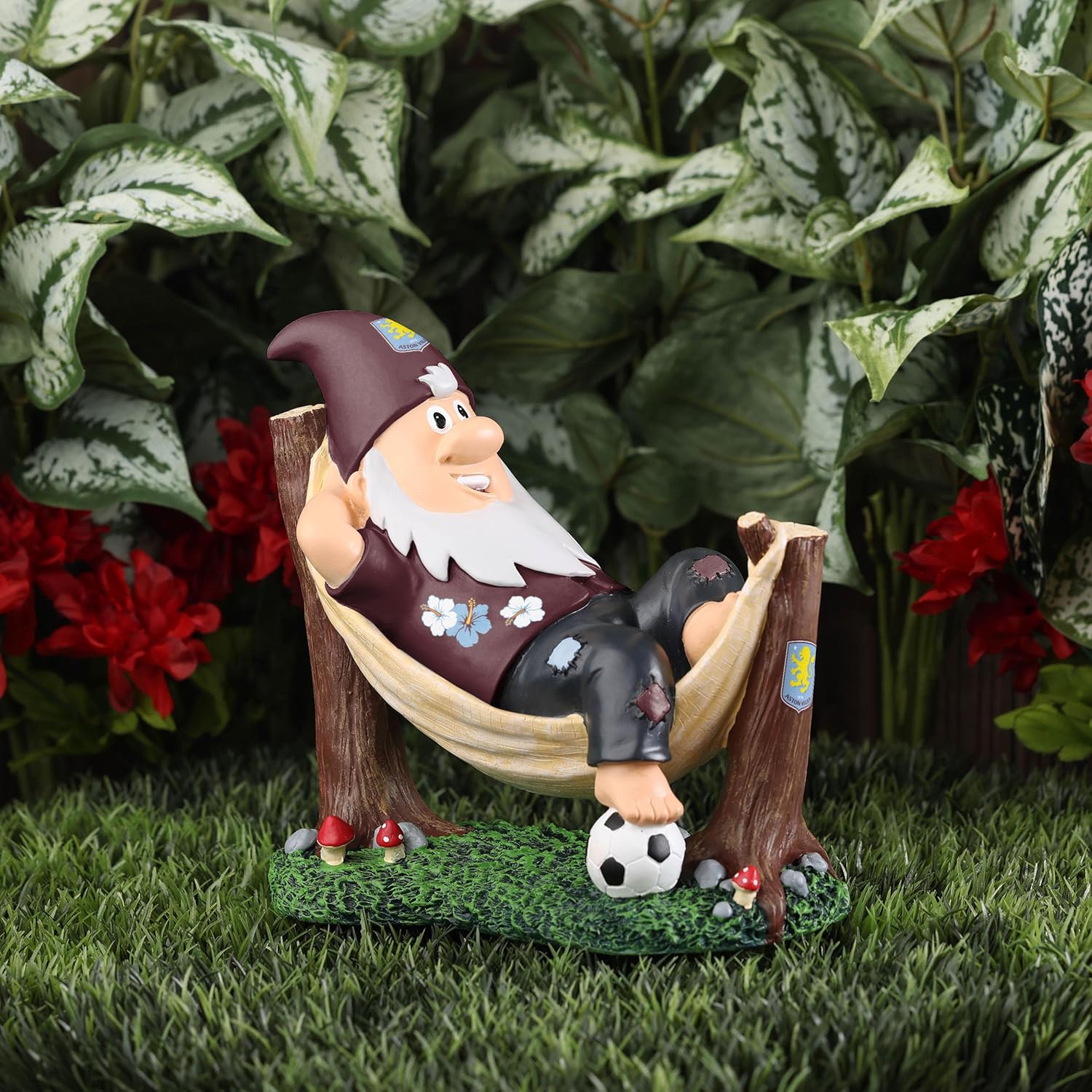 Football Hammock Gnome 20cm Hand Painted Garden Indoor Decor