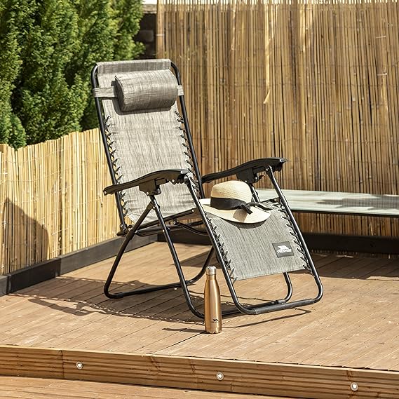 Zero Gravity Reclining Sun Lounger Folding Chair with Head Pillow