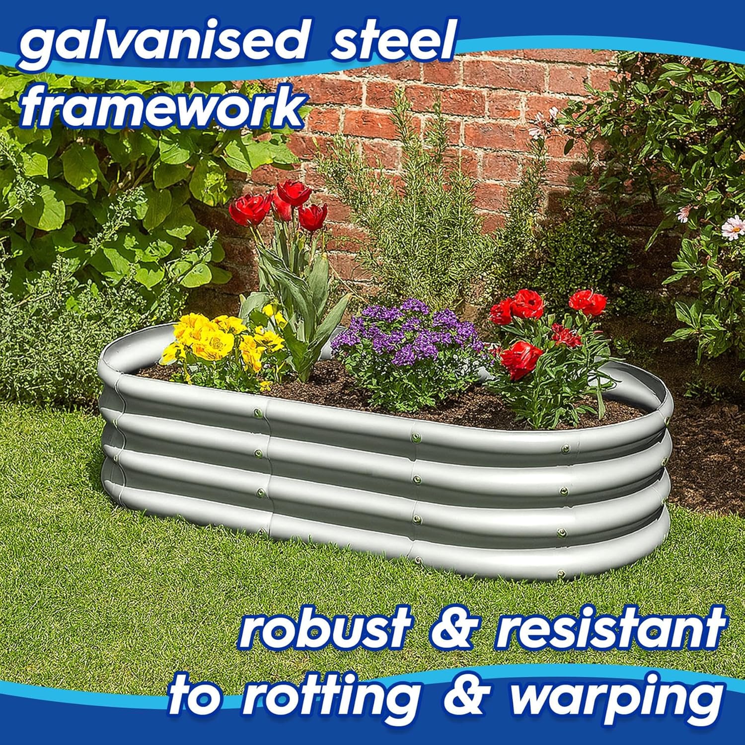 Raised Garden Bed Set 2 Galvanised Steel Planter 120x60cm