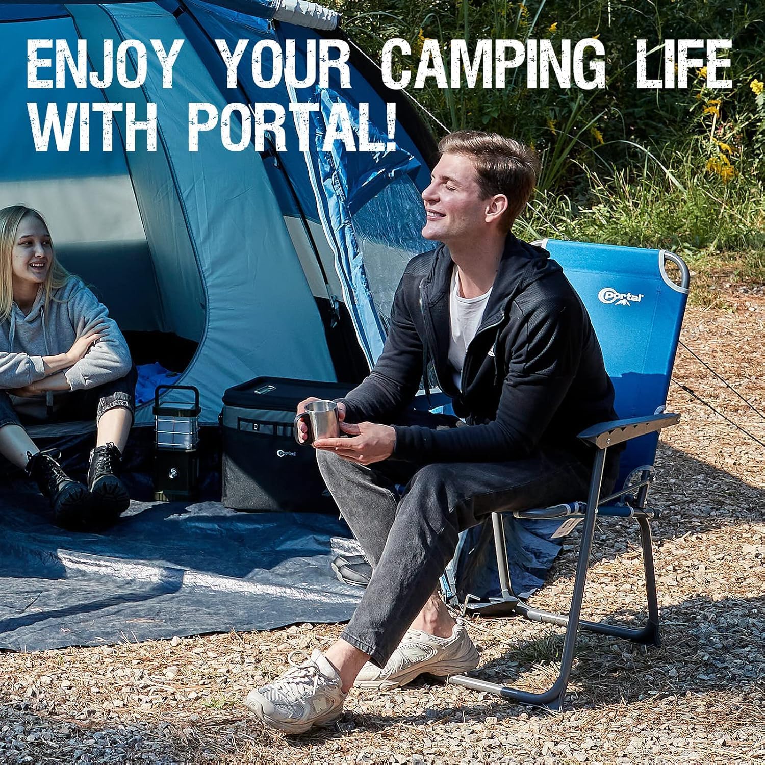 Set of 2 Lightweight Folding Camping Chairs Blue