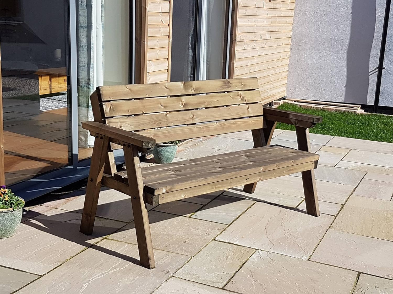 5FT Wooden Garden Bench Rustic Outdoor Patio Seat