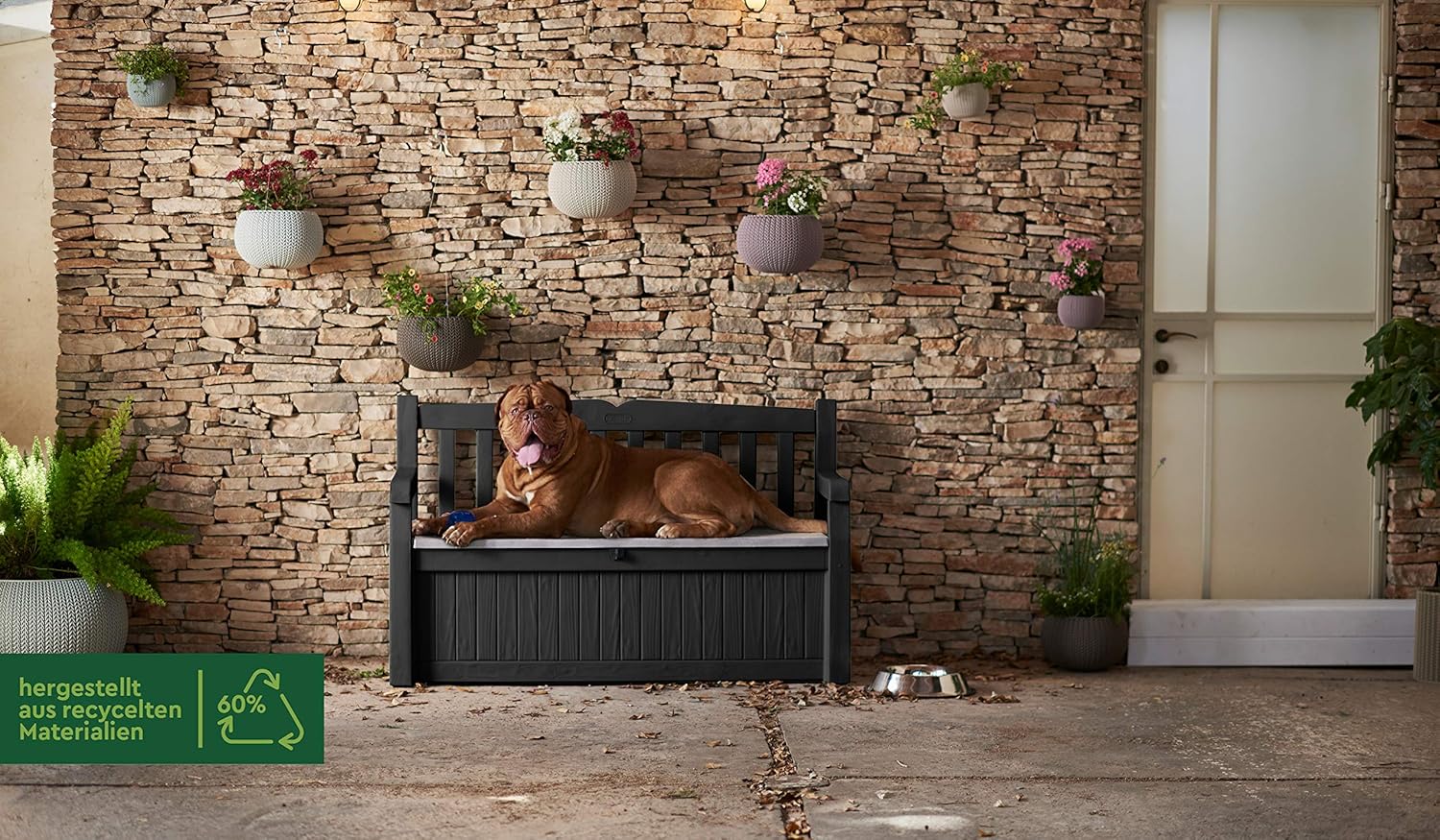 Outdoor Garden Storage Bench 265L Lockable Deck Box Seat Weatherproof