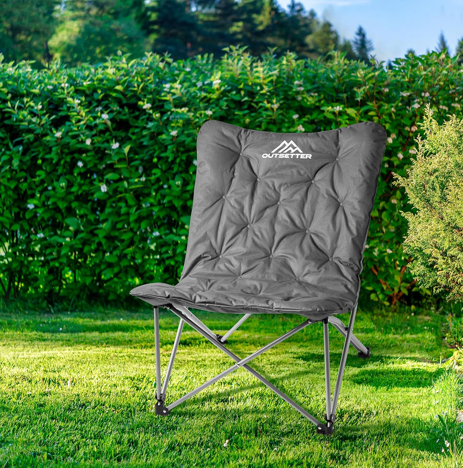 Luxury Padded Moon Camping Chair Folding Outdoor Seat