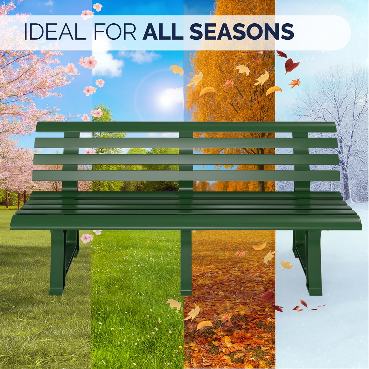 3 Seater Outdoor Plastic Garden Bench Patio Deck Seat Green