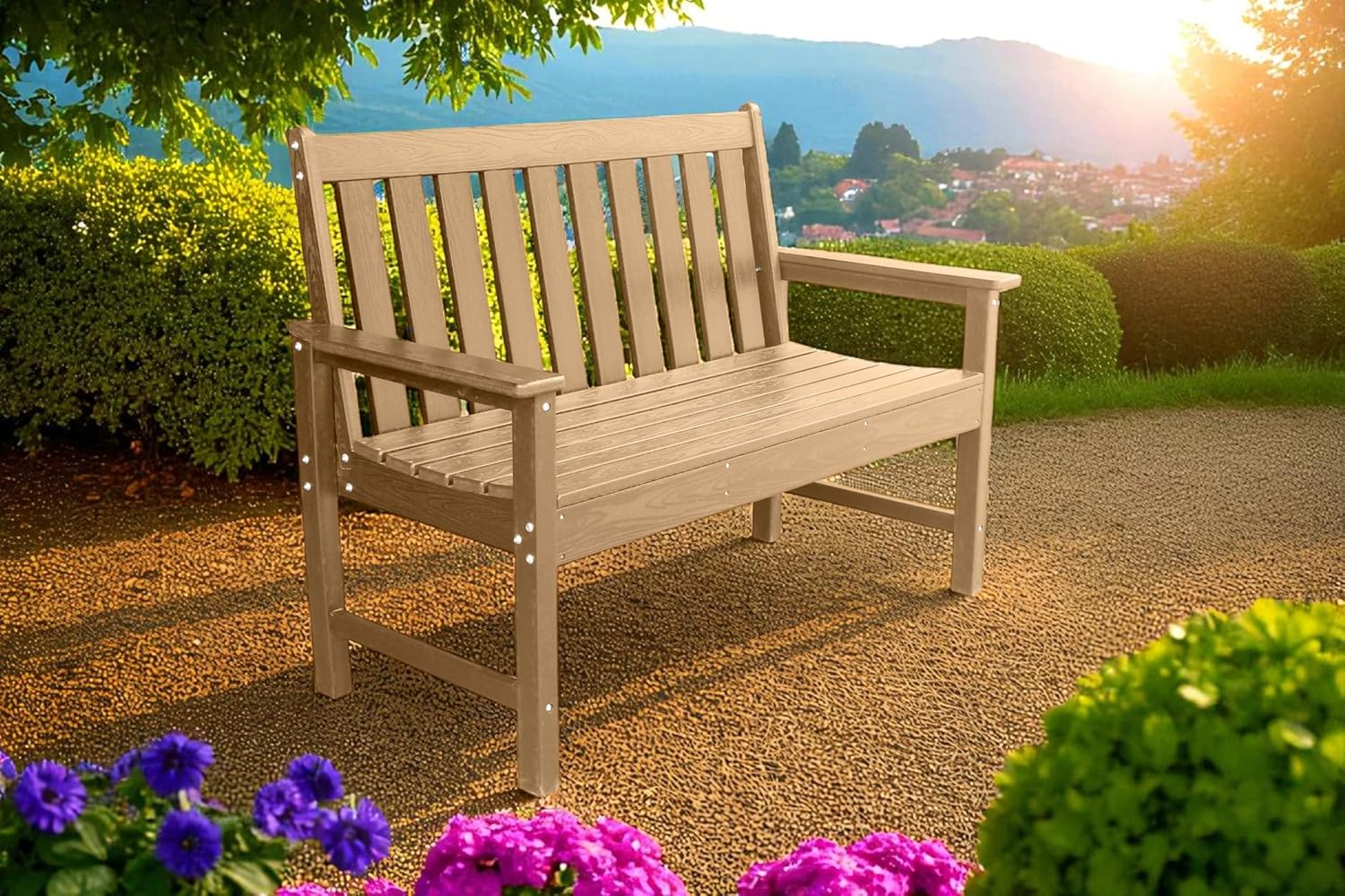 Outdoor Garden Bench Polywood HDPE Waterproof Patio Seat 125cm