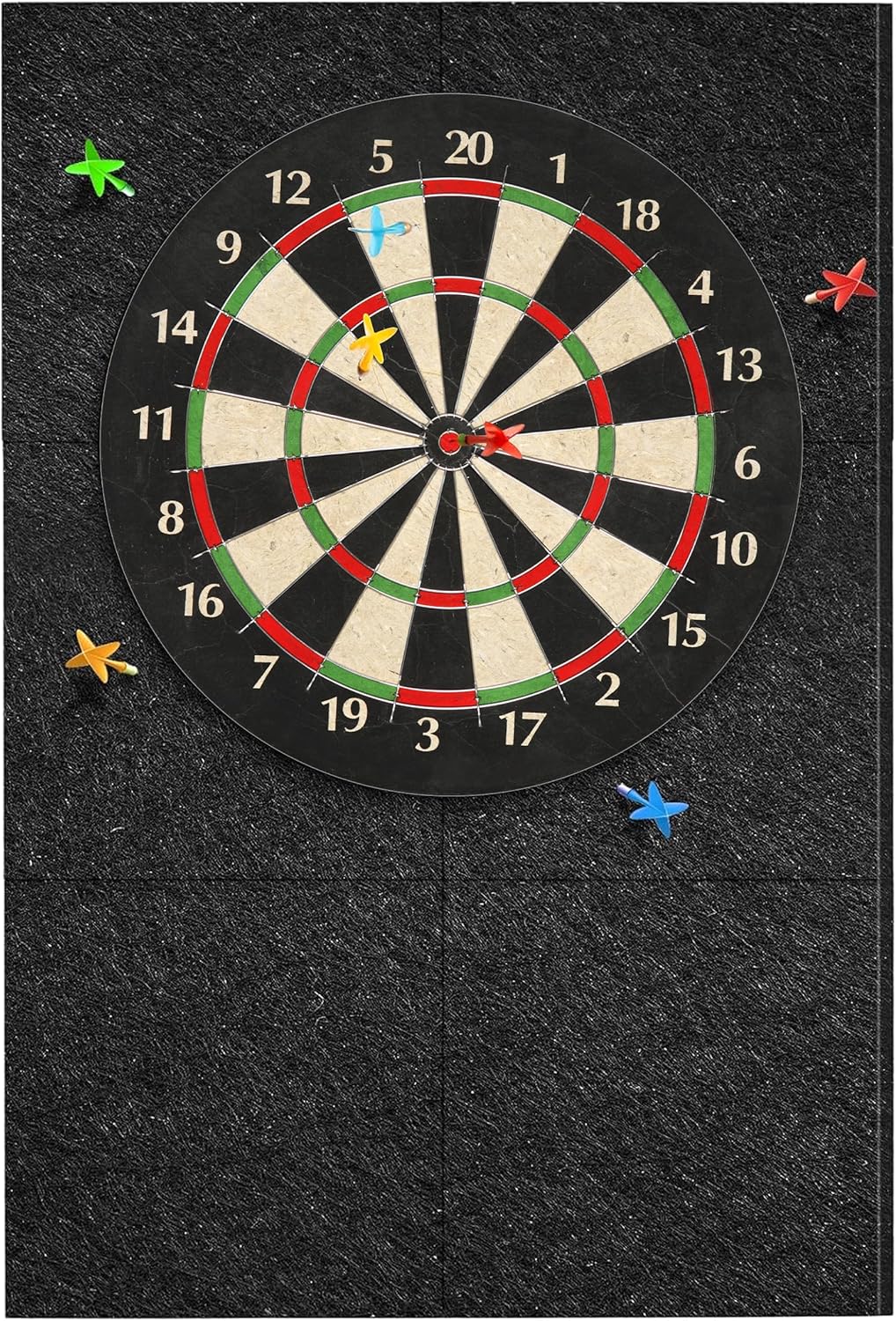 Dartboard Wall Protector Felt Tiles 6 Pack Self Adhesive Black