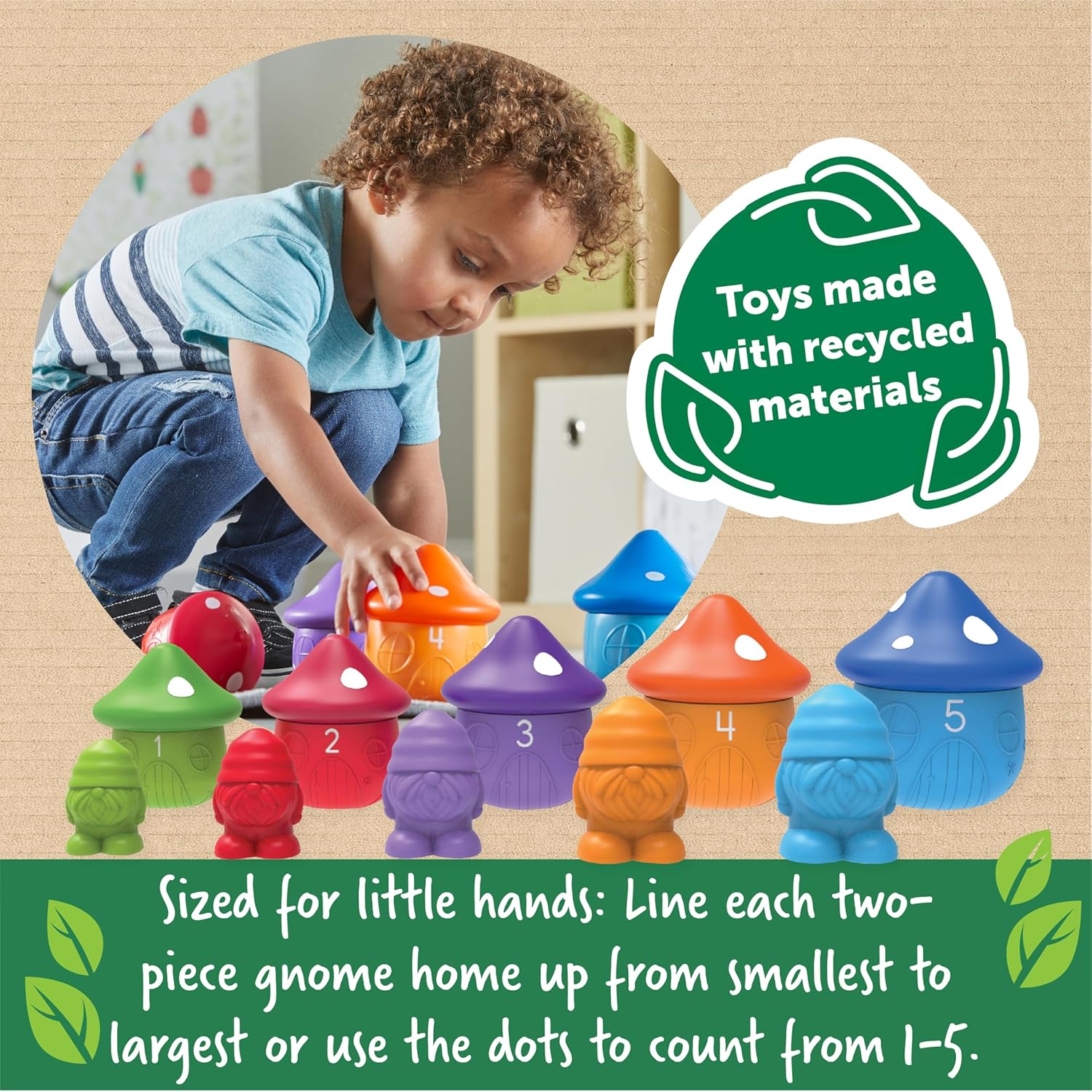 Toddler Learning Gnome Toy Set Counting Colors Montessori