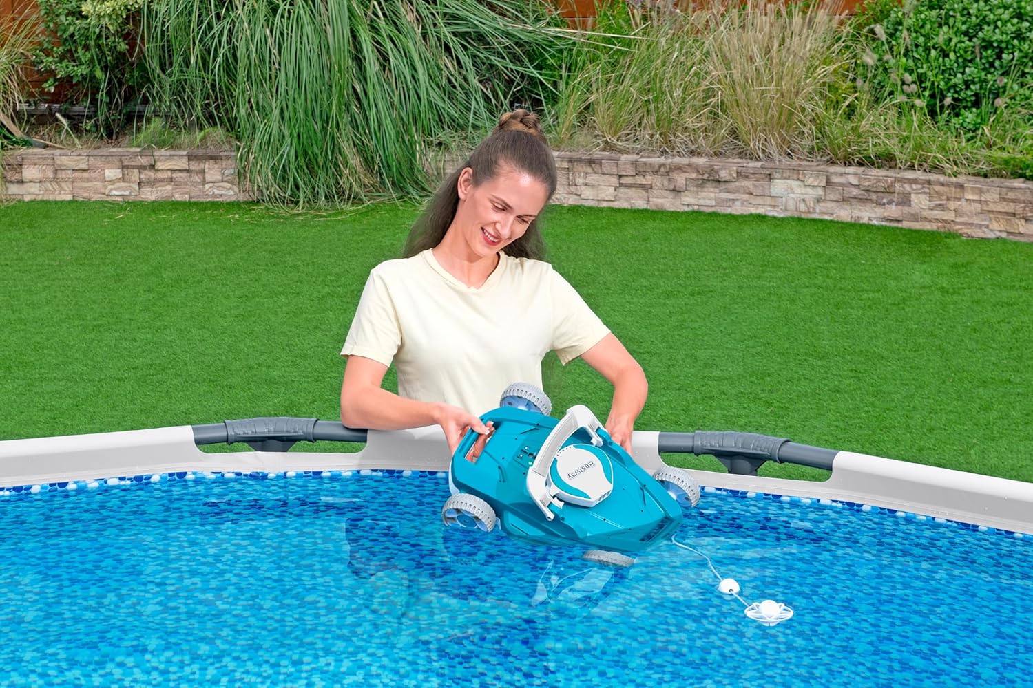 Robotic Pool Vacuum Cleaner Cordless Automatic Above Ground