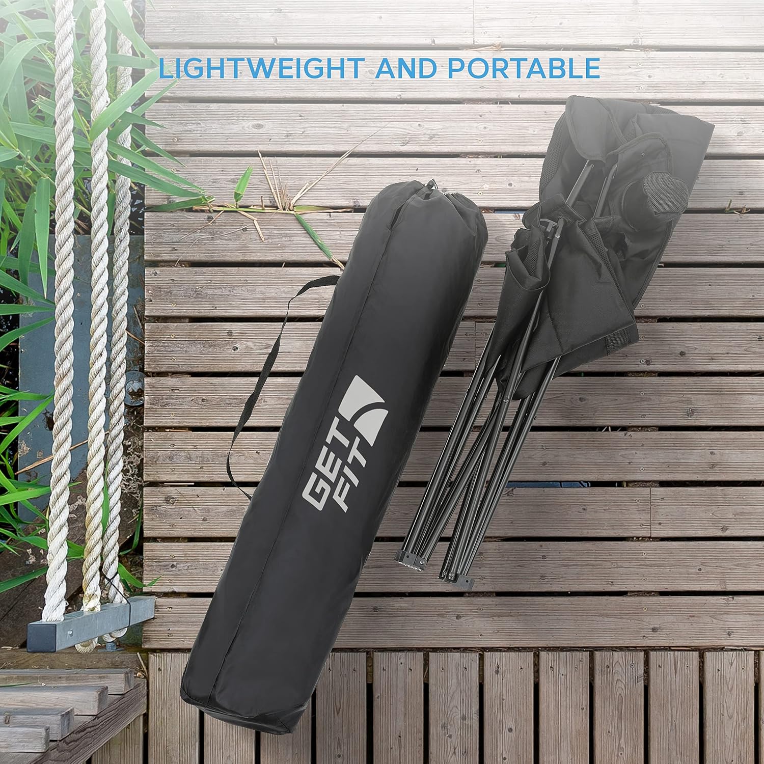 Padded Folding Camping Chair 130KG Black Single