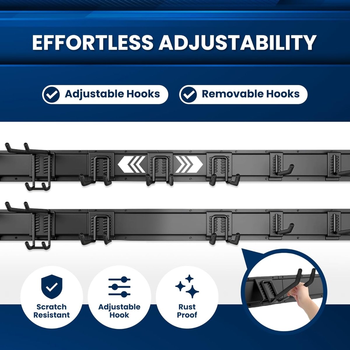 96 Inch Wall Tool Organizer Heavy Duty Garage Rack 960lbs - Kwikley