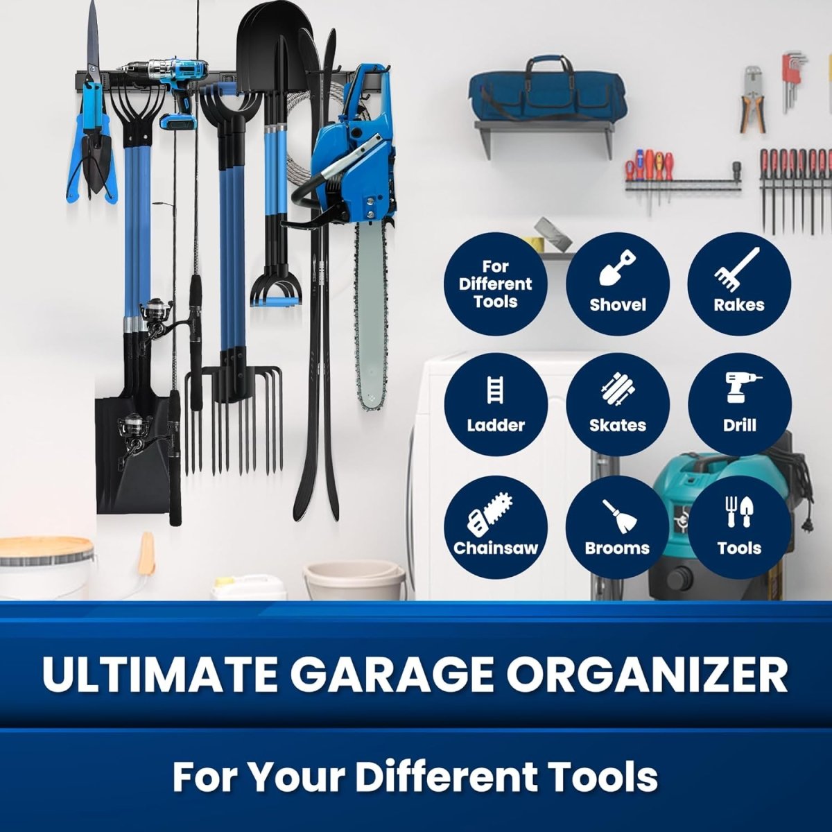 96 Inch Wall Tool Organizer Heavy Duty Garage Rack 960lbs - Kwikley
