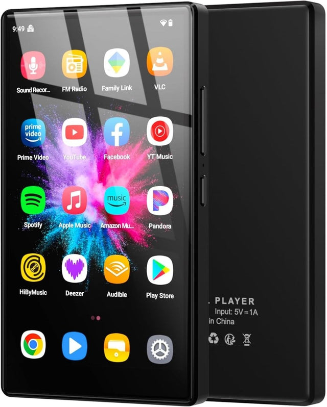 96GB MP3 MP4 Player Black 5" Android 13 Bluetooth WiFi