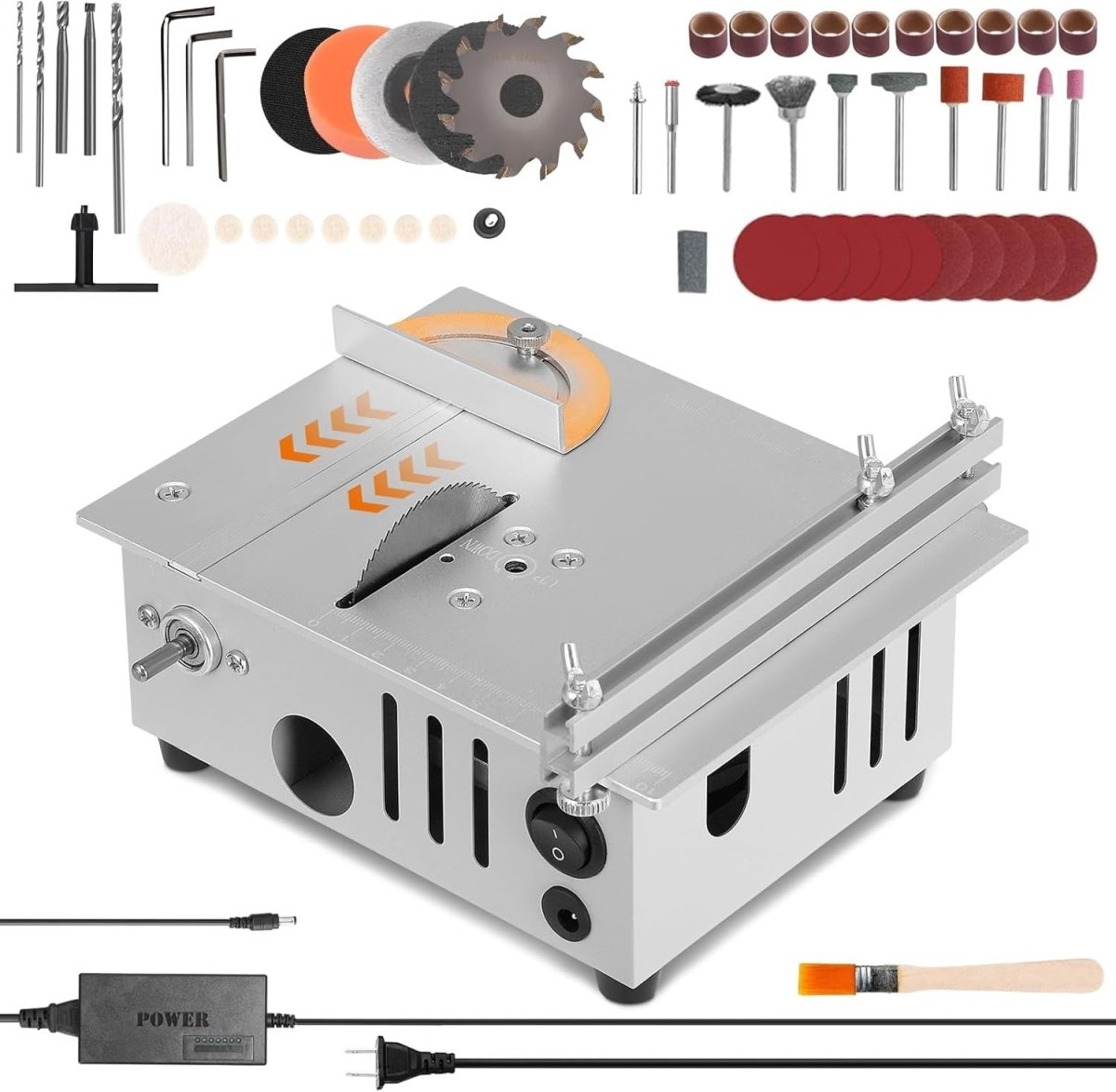 96W Dual Motor Mini Table Saw Precision Hobby Wood Metal Cutting Machine - Kwikley
