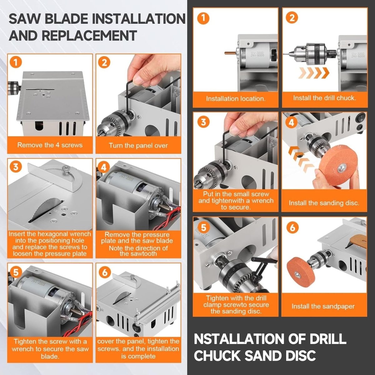 96W Dual Motor Mini Table Saw Precision Hobby Wood Metal Cutting Machine - Kwikley