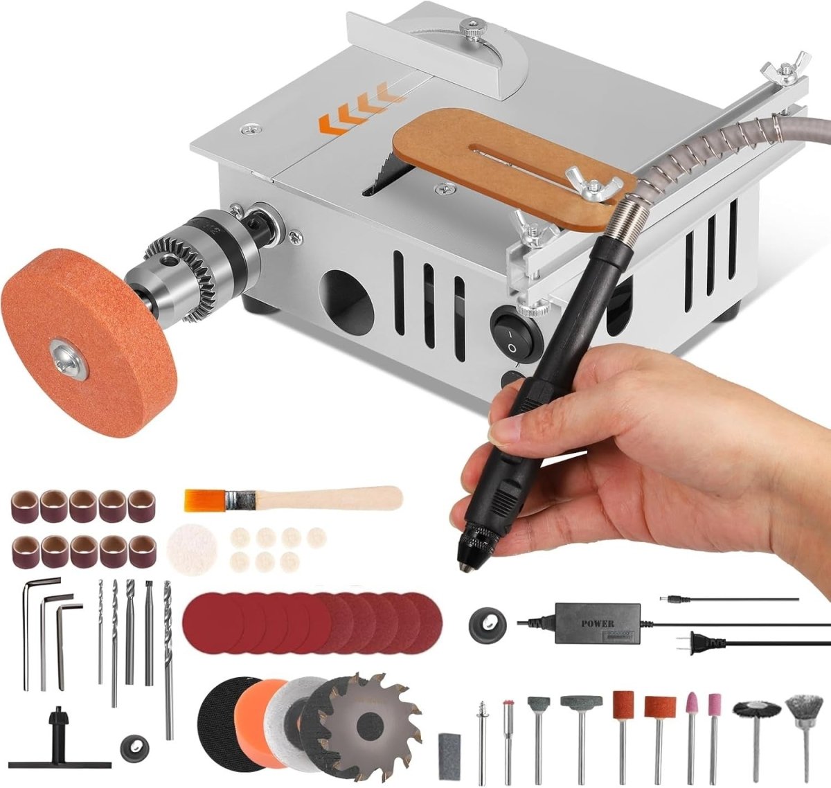 96W Dual Motor Mini Table Saw Precision Hobby Wood Metal Cutting Machine - Kwikley