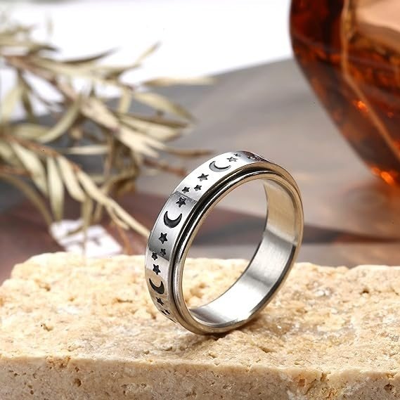 9pcs Anxiety Fidget Rings Stainless Steel Spinner Stress Relief Set - Kwikley