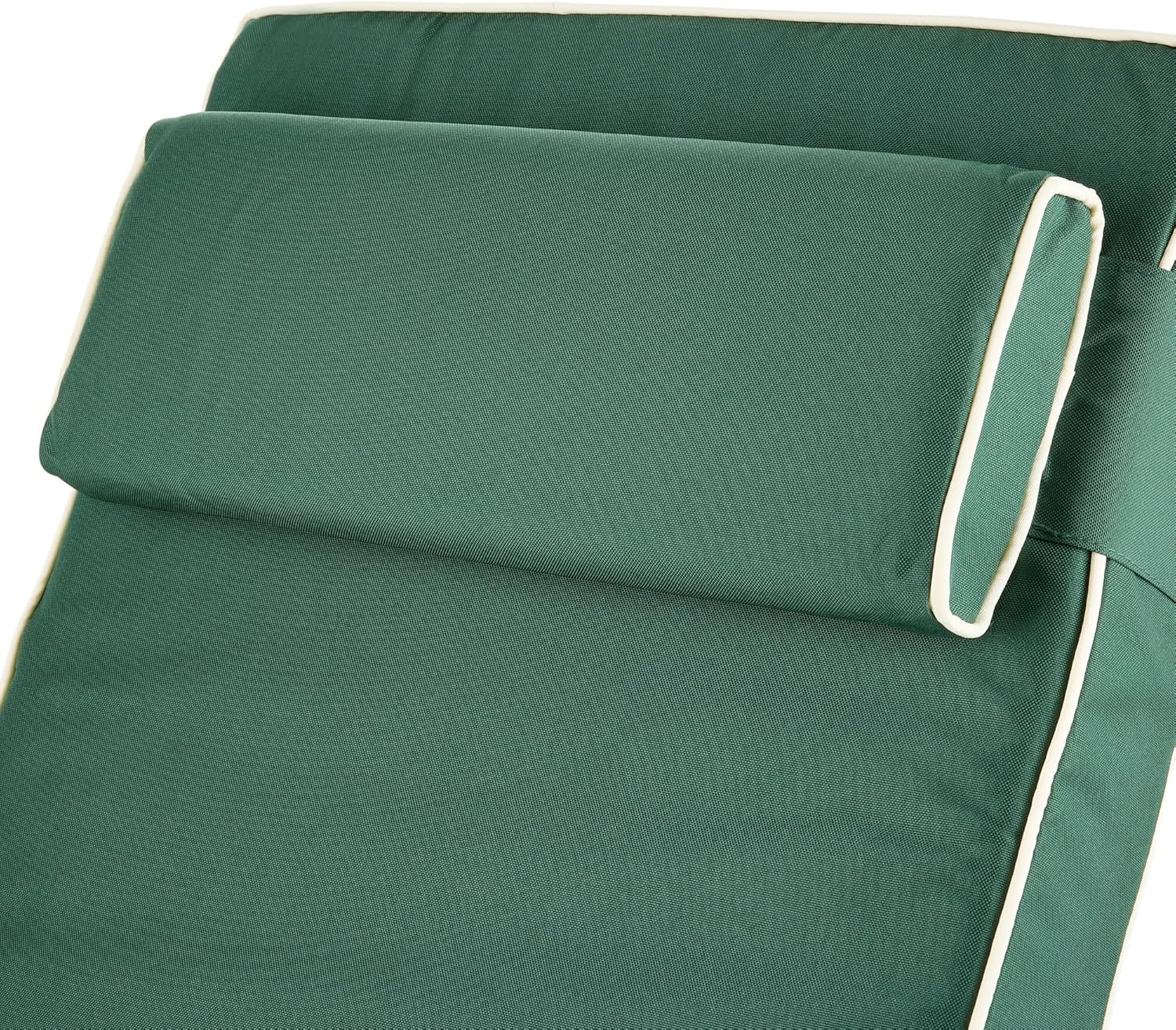 Reclining Sun Lounger with Cushion 5 Position Green Foldable