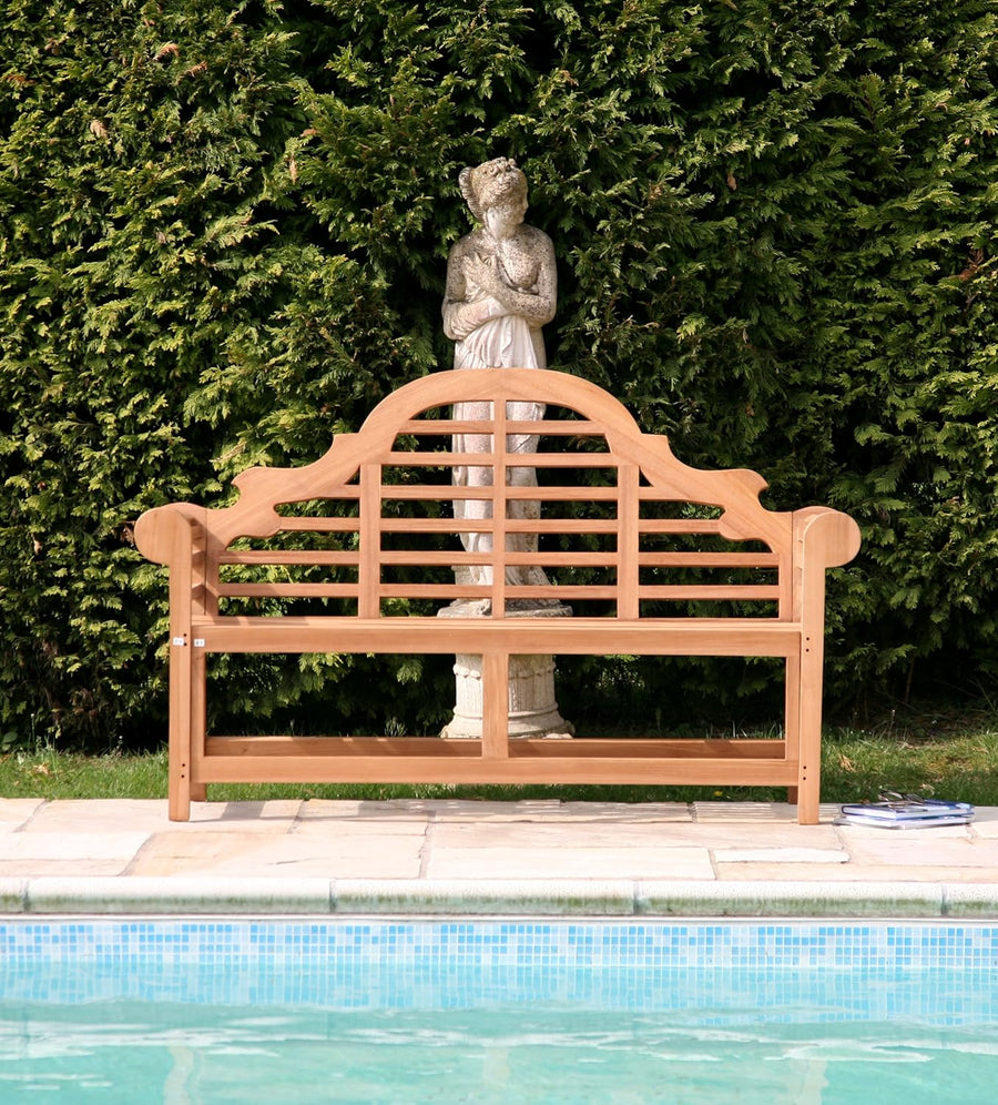 Teak Garden Bench 120cm 2 Seat Outdoor Patio Scroll Arm Natural Wood Seat