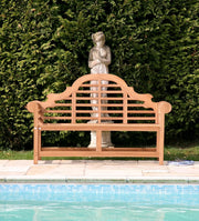 Teak Garden Bench 180cm 4 Seat Outdoor Patio Scroll Arm Wooden Bench