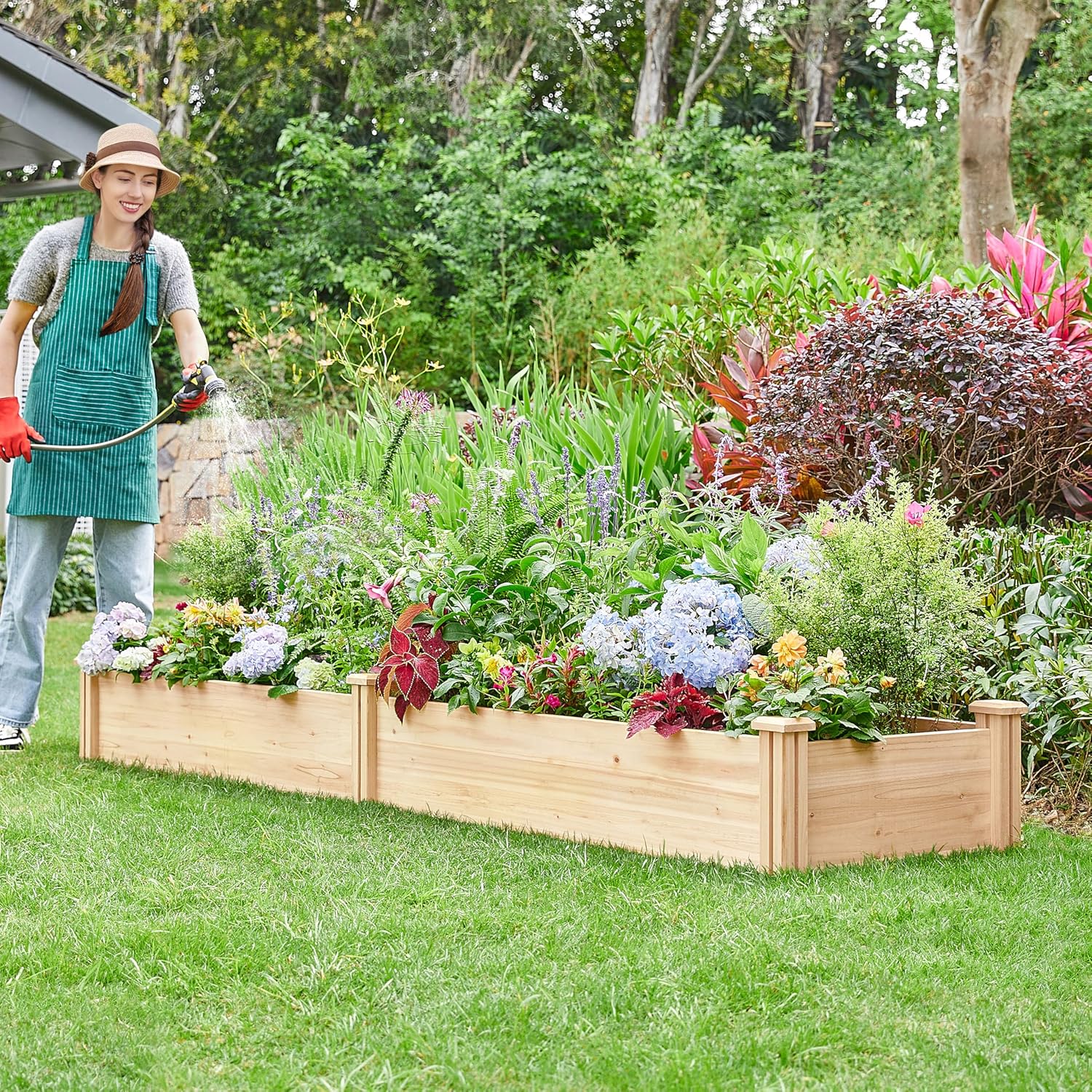 Extra Large Wooden Raised Garden Bed 241cm Divisible Planter