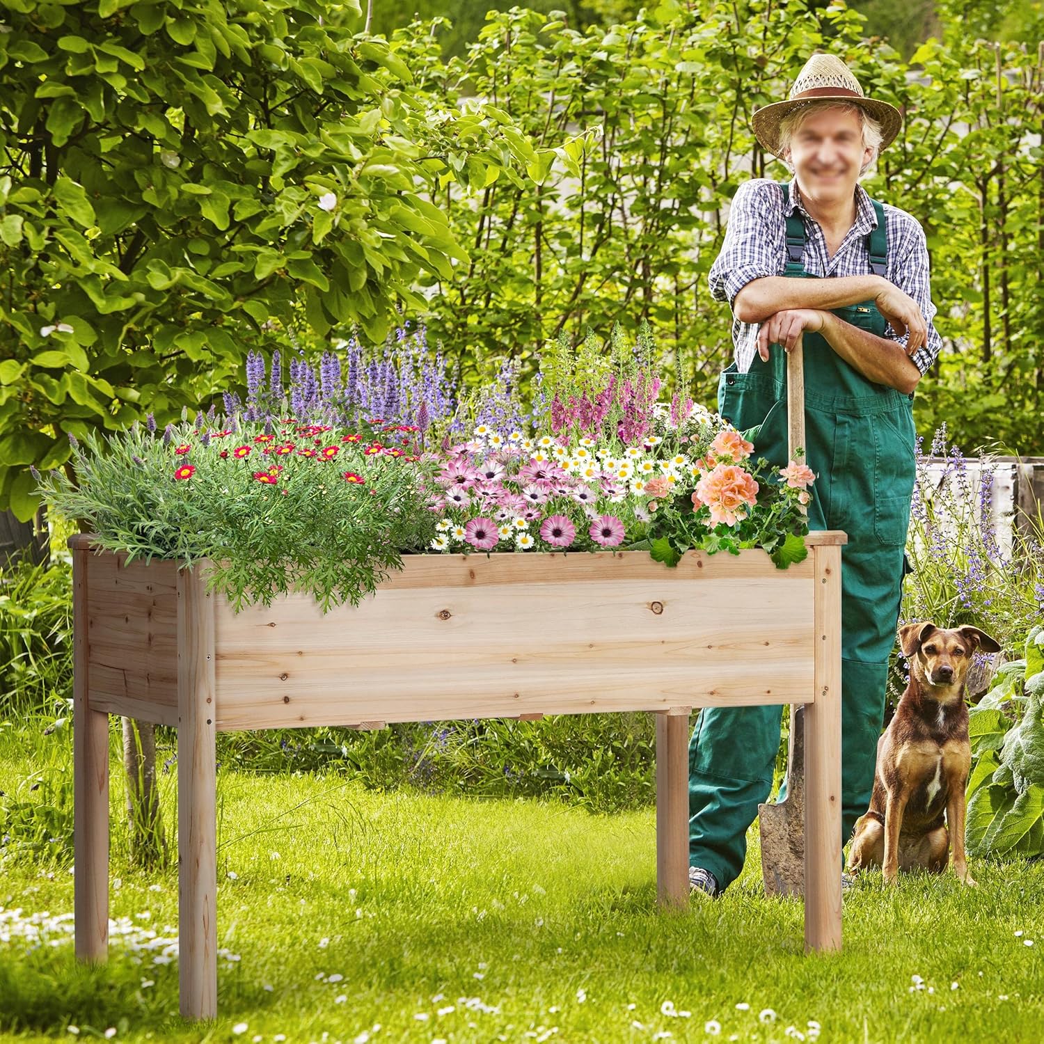 Wooden Raised Garden Planter 120cm Elevated Herb Vegetable Bed
