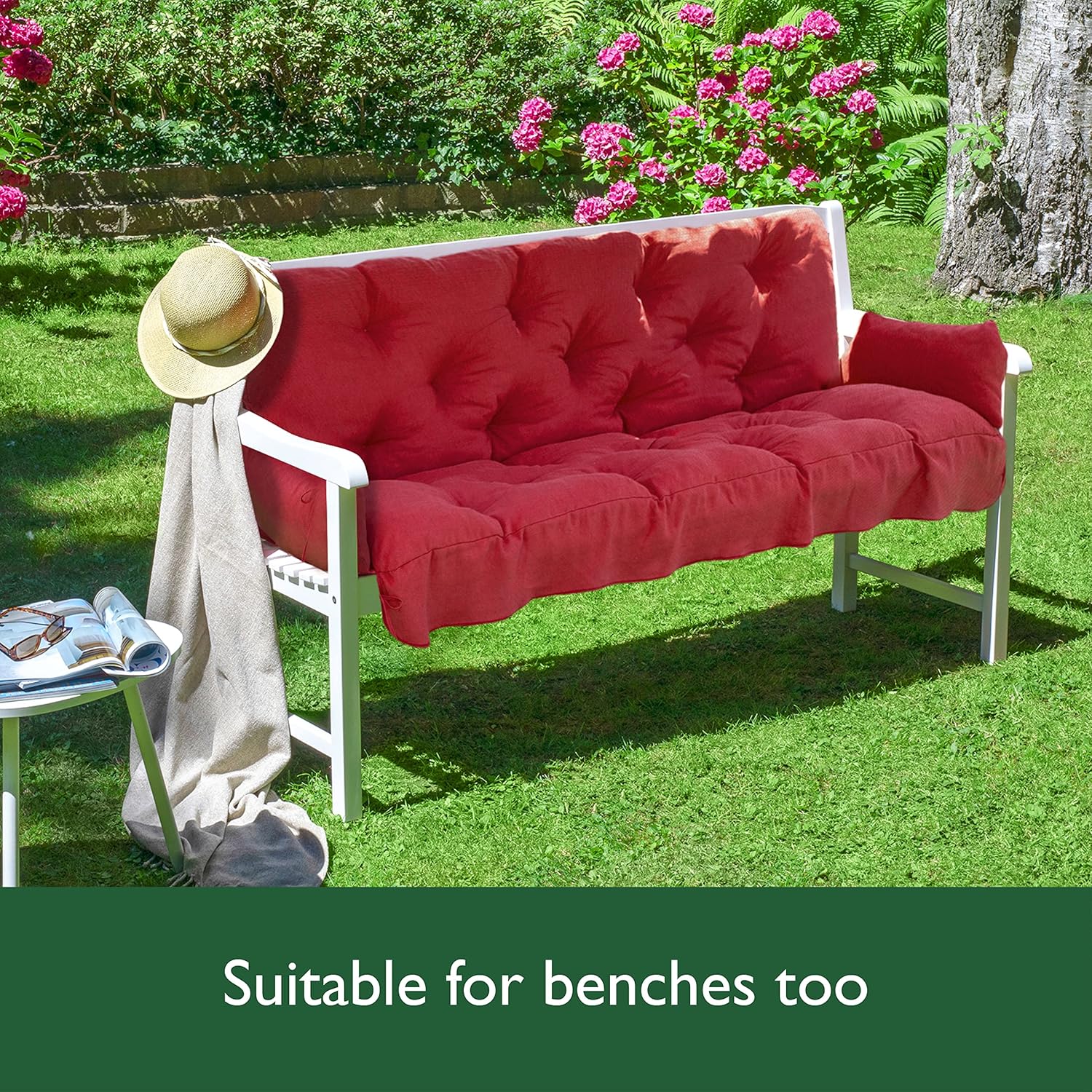 3 Seater Garden Swing Seat Cushion 180x50x8cm Red