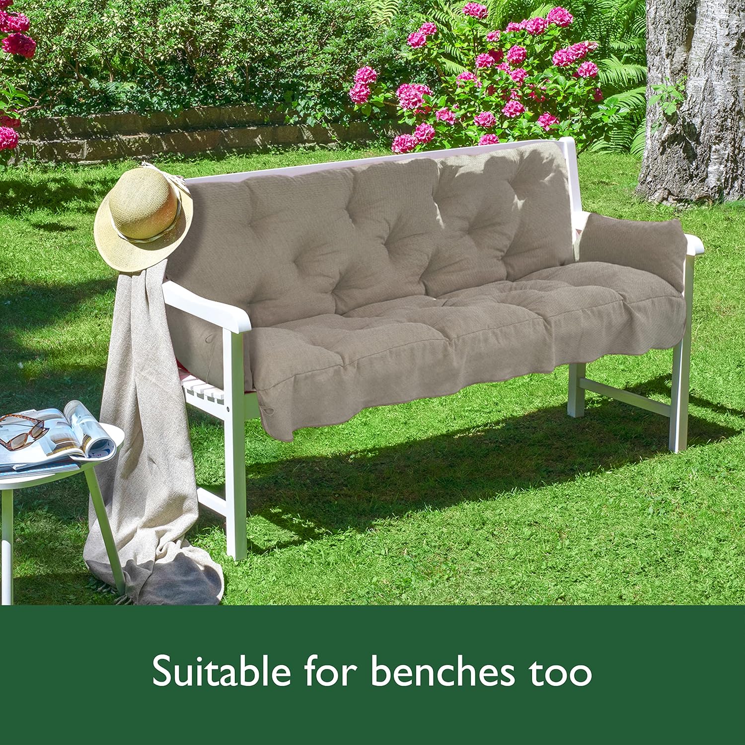 3 Seater Garden Swing Seat Cushion 180x50x8cm Beige