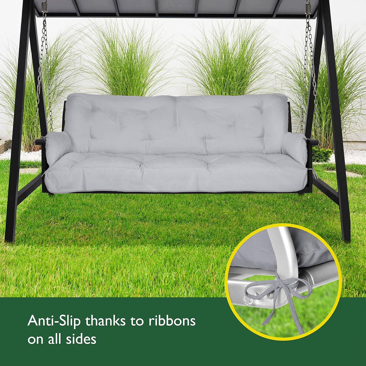 3 Seater Garden Swing Seat Cushion 180x50x8cm Light Grey