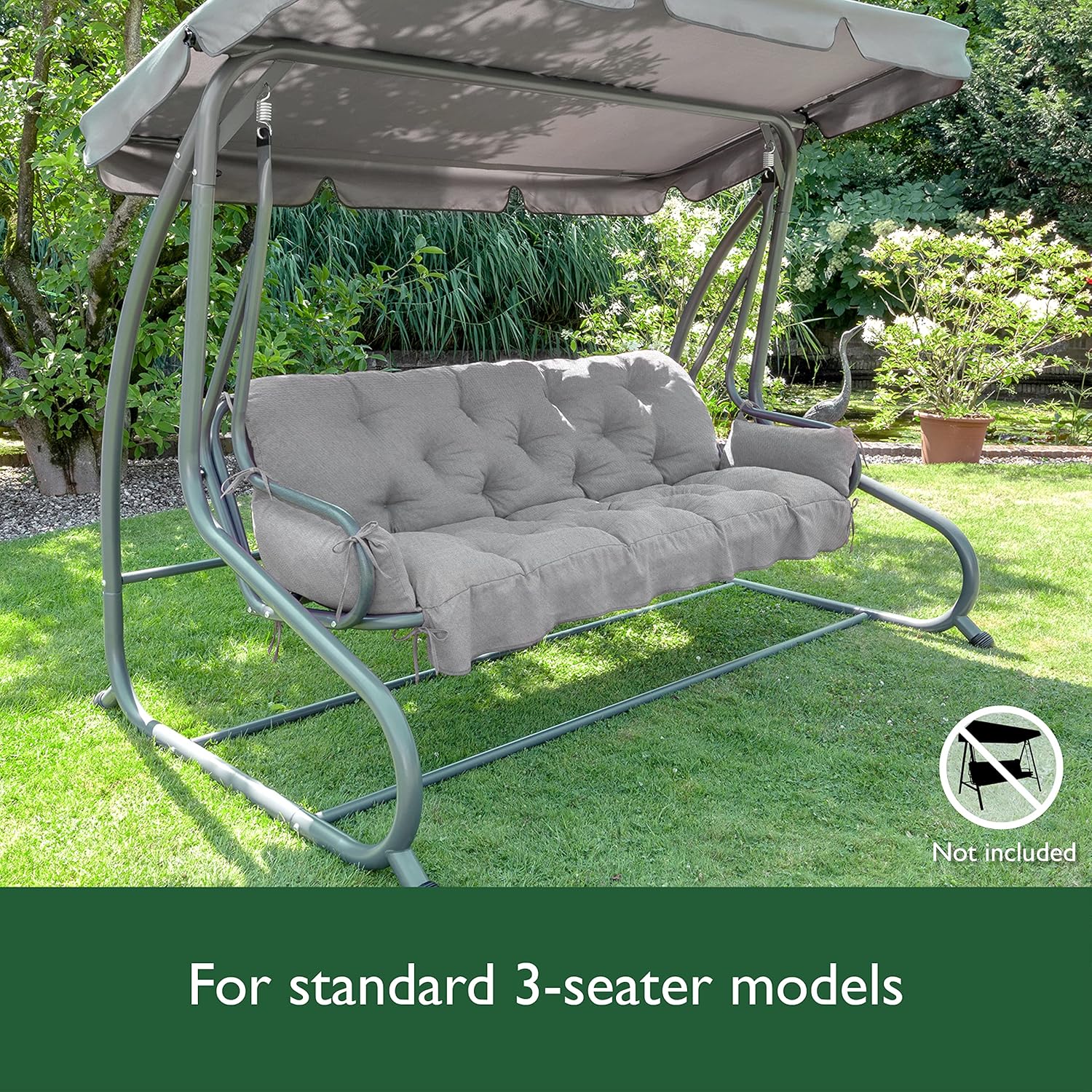 3 Seater Garden Swing Seat Cushion 180x50x8cm Light Grey