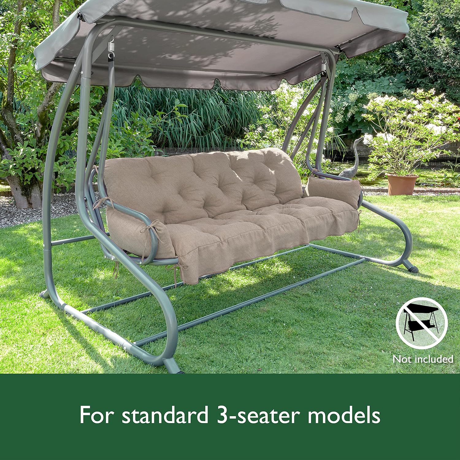 3 Seater Garden Swing Seat Cushion 180x50x8cm Beige