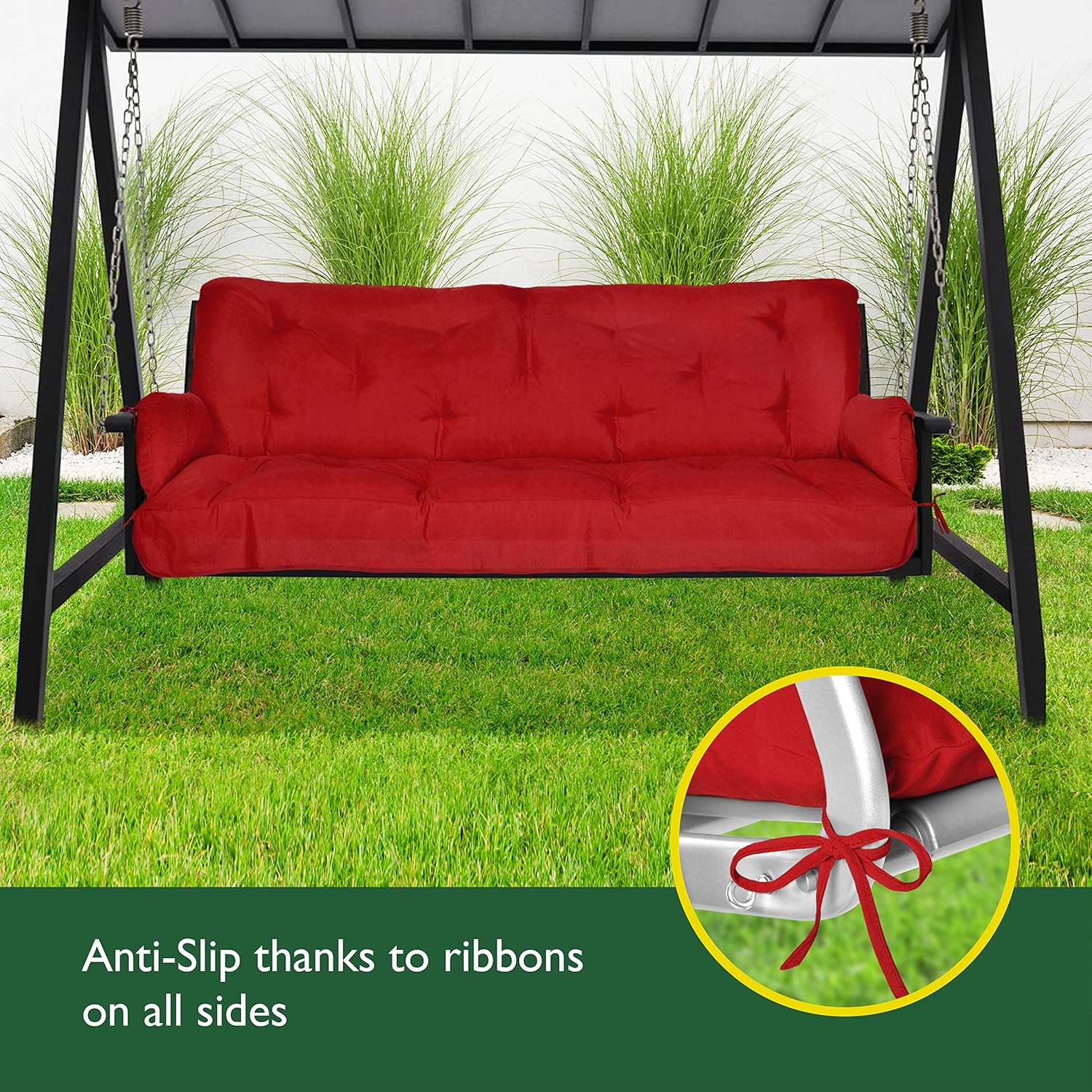 3 Seater Garden Swing Seat Cushion 180x50x8cm Red