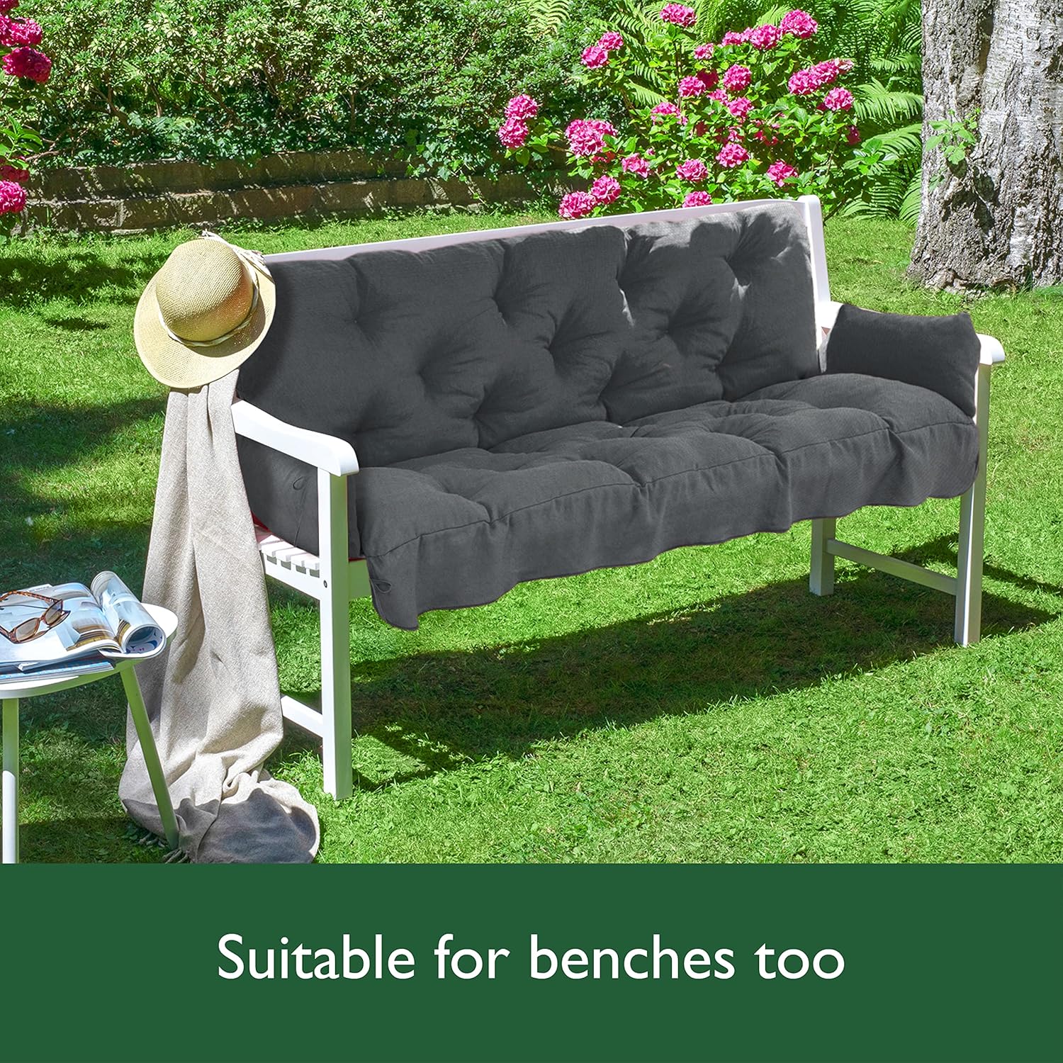 3 Seater Garden Swing Seat Cushion 180x50x8cm Grey