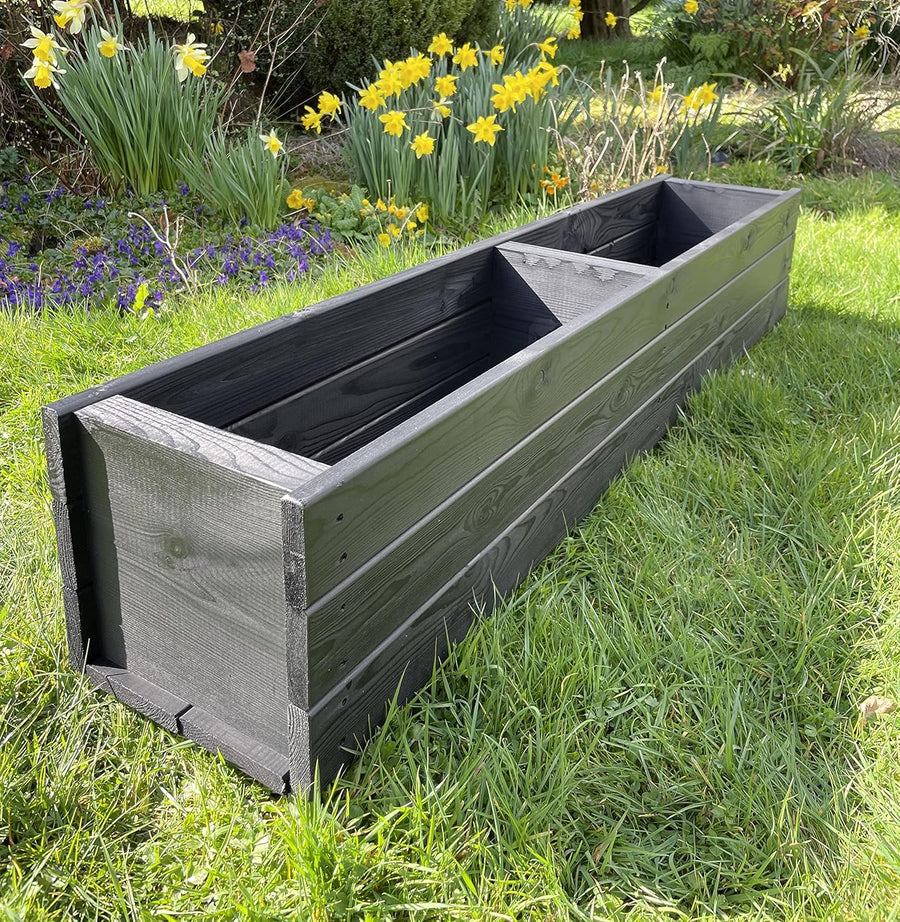 Large Long Wooden Planter Trough 120cm Charcoal Black