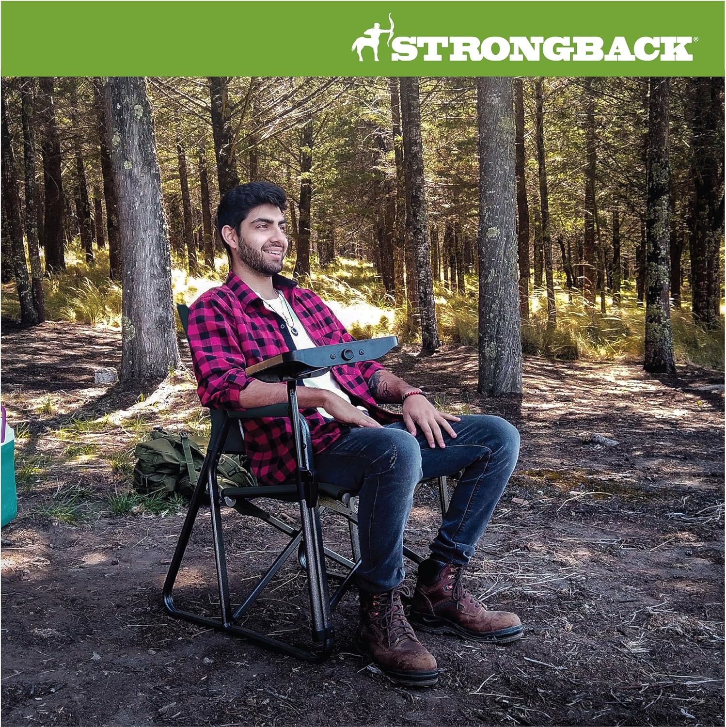 Ergonomic Director Camping Chair with Side Table Black