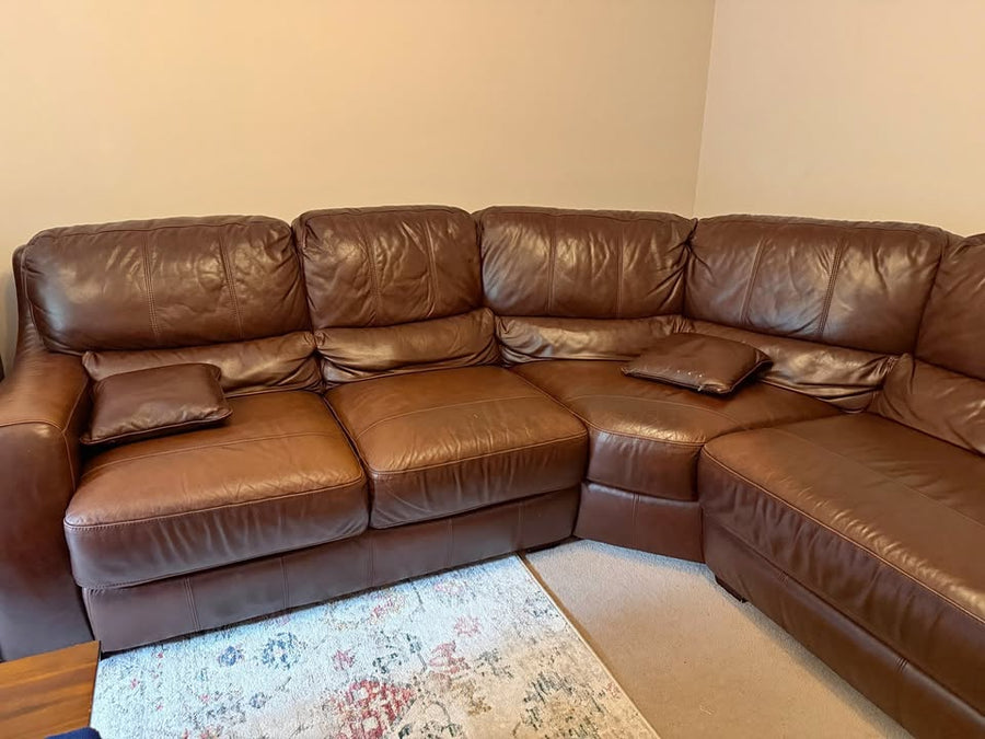 Rustic Lush Brown Leather Corner Sofa (PTP)