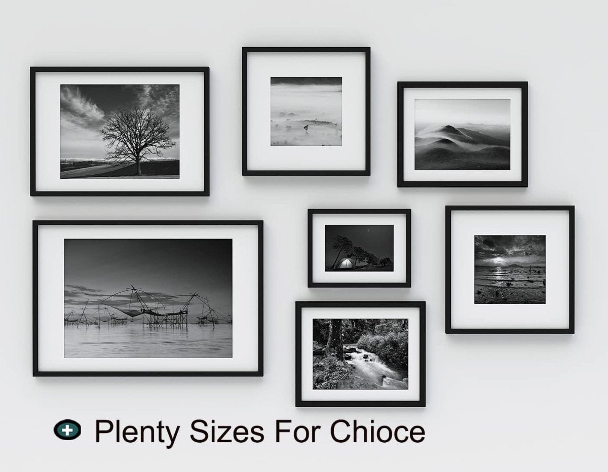 A2 Black Picture Frames Set of 3 with Mount for A3 Poster Wall Frame - Kwikley