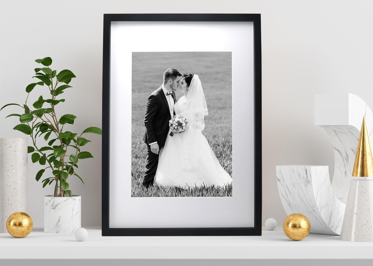 A2 Black Picture Frames Set of 3 with Mount for A3 Poster Wall Frame - Kwikley