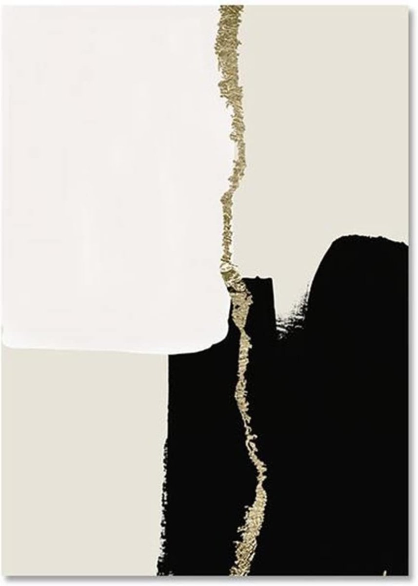 Abstract Black Gold Wall Art Set of 3 Large 50x70cm Prints - Kwikley