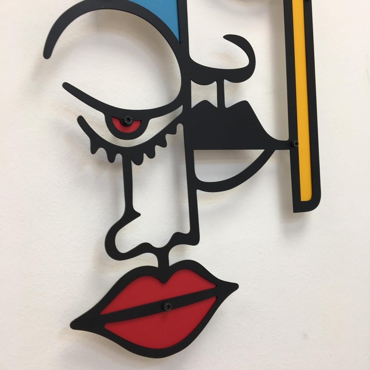 Abstract Cubist Metal Face Wall Art 41cm Modern Decor - Kwikley