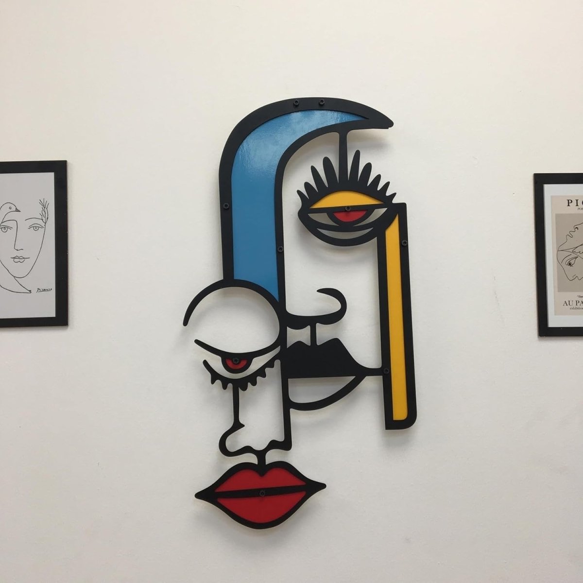 Abstract Cubist Metal Face Wall Art 41cm Modern Decor - Kwikley