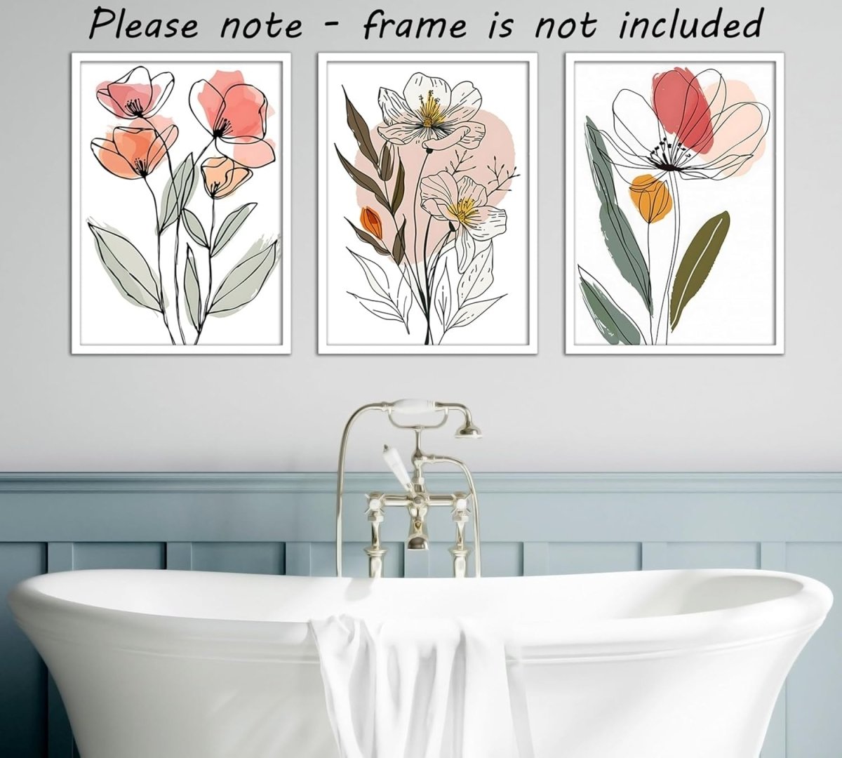 Abstract Flower Line Art Prints Set of 3 A4 Botanical Wall Art - Kwikley